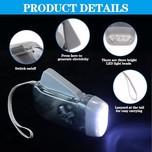 60 Pcs Hand Crank Flashlight Handpress Flashlights 3 LED Powerful Emergency - Image 3