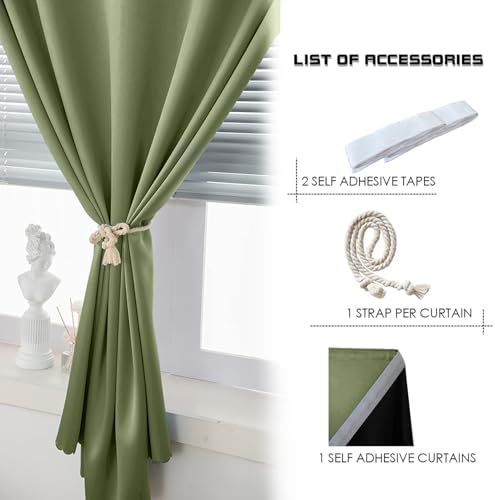 AJAZZ 100% Blackout Self Adhesive Curtains Small Window Short Temporary Black - Image 4