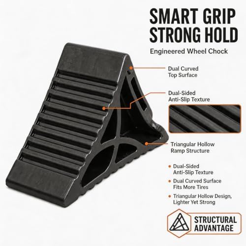 Rubber Wheel Chocks for RV Trailer Upgraded Deformable Design 4 Pc - Image 3