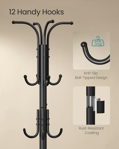 SONGMICS Metal Coat Rack Freestanding, - Image 5