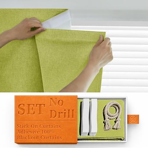 100% Blackout Magic Tape Stick On Curtains Window Shades Pull Down Blackout by Sovtfides