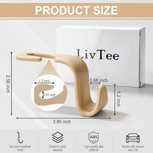 LivTee Car Seat Headrest Hook, Auto Seat Hook Hangers Storage Organizer - Image 3