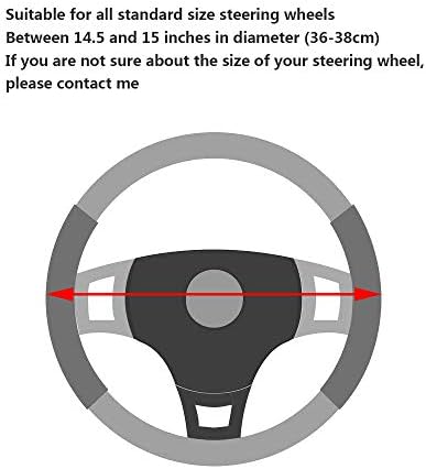 YHONGJT Soft Microfiber Leather Steering Wheel Cover, Universal 15 Inch - Image 5