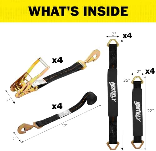 4 Pack Car Tie Down Straps for Trailers, 000 lbs Break Strength, Includes 4 x - Image 2