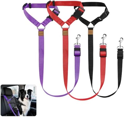 3 Pack Dog Seat Belt for Car, Car Headrest Restraint Adjustable Nylon Fabric by Unknown