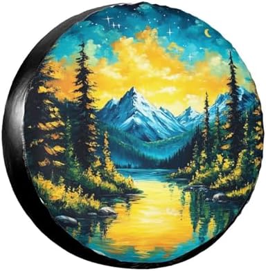 Forest Mountains Blue Lake Spare Tire Cover by TZBVTAU