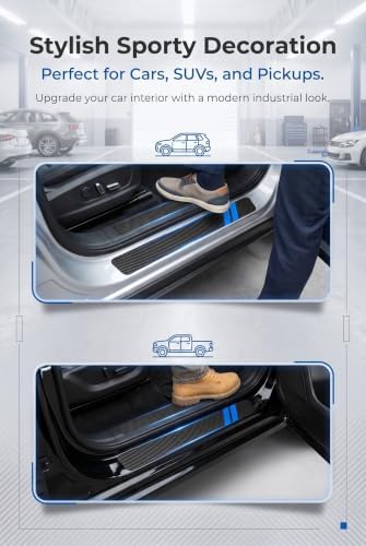 4 PCS Door Sill Protectors, Anti-Scratch Door Edge Guards, Carbon Fiber Leather - Image 6