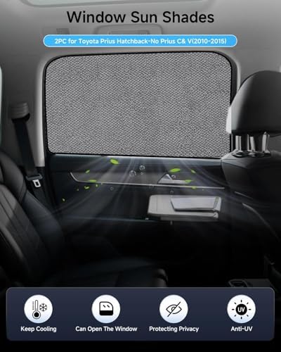 Car Window Shade for Prius Hatchback-No Prius C& V 2010-2015, 2 Pack UV & Glare - Image 2