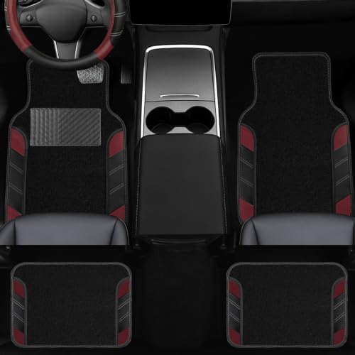 NBTEPEM 10 Pcs Car Floor Mats Full Set & Sport Leather Steering Wheel Cover - Image 3