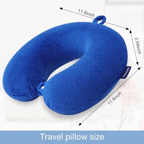 Neck Pillow for Travel, Memory Foam Airplane Pillow, Royal Blue - Image 3
