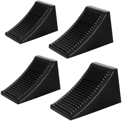 4 Pack Heavy Duty Wheel Chocks, Solid Rubber RV Wheel Chock by KOMOKERU