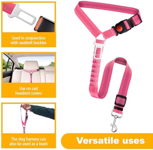 2-Pack Dog Car Seat Belt, 3-in-1 Headrest-Mounted Dog Seatbelt - Image 3