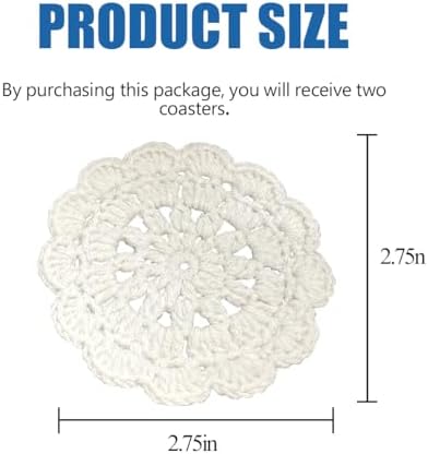 2PCS Handmade Crochet Car Cup Holder Coasters - Image 2