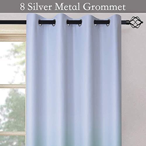 SimpleHome Ombre Gradient Teal White to Gray Curtains - Image 3