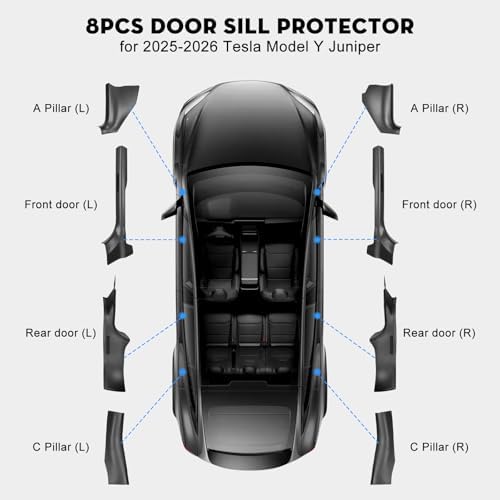 8PCS Door Sill Protectors for Tesla Model Y Juniper [Full Protection - Image 2