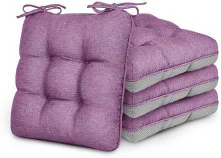Love's cabin Memory Foam Chair Cushions Set of 4, 15.5 Inch, Light Purple by Lovescabin
