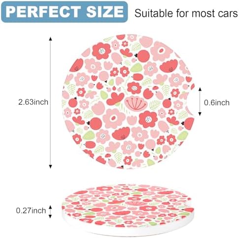 2 Pack Car Cup Holder Coaster, 2.63 inch Anti Slip Insert Absorbent Ceramic - Image 2