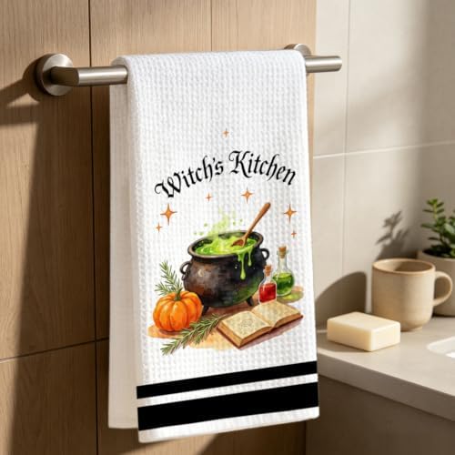 Spooky Halloween Kitchen Towel, Witch Gift Decor Dish Towel - Image 6