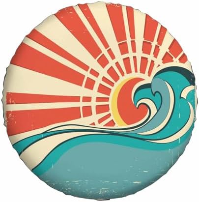 Sun and Sea Waves Spare Tire Cover Nature Poster Polyester Universal Wheel Tire - Image 2