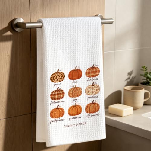 Christian Fall Kitchen Towel, Fruit Of The Spirit Pumpkin Gift Dish Towel - Image 6