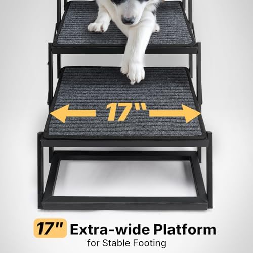 Veehoo Foldable Dog Steps for Car SUV, Collapsible Large Dogs Stairs 17" W - Image 6
