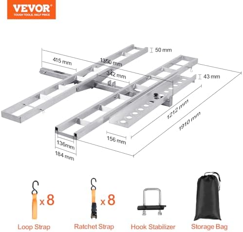 VEVOR Motorcycle Carrier, 600 LBS Aluminum Motorcycle Carrier Hitch Mount - Image 7