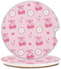 Pink Bow Cherry Car Coasters Set of 2 by Unknown