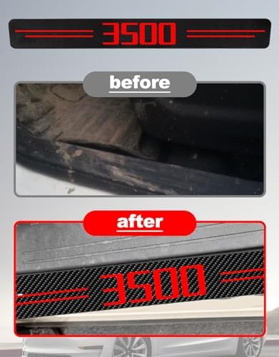 Door Sill Protectors for RAM 3500 & Silverado 3500 HD, Carbon Fiber Leather - Image 2