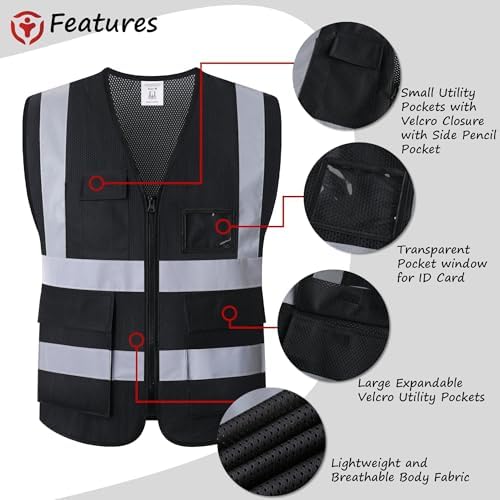 Reflective Safety Vest for Men Women Construction Vest ANSI Standard AP1 - Image 3