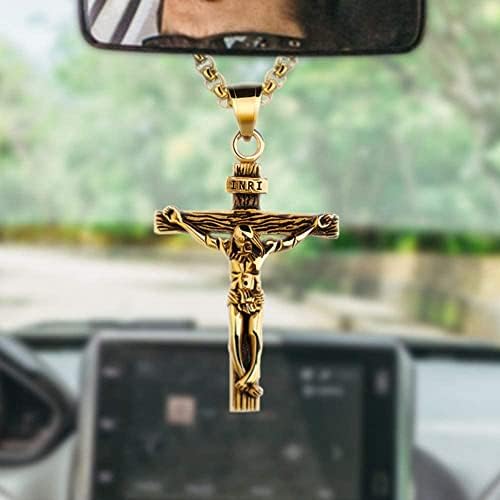 Cross Pendant for Car Rearview Mirror Charm Jesus Cross Necklace Jewelry Men by LeapoFaith