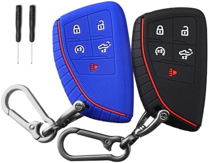 QBUC 2 Pcs Key Fob Cover for Chevy, 5 Buttons Silicone by QBUC