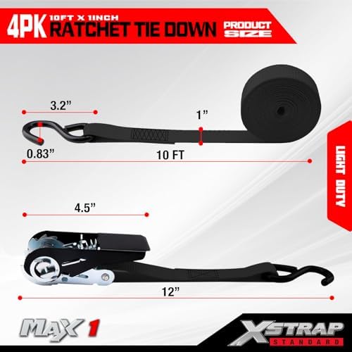 XSTRAP STANDARD 4-PK Ratchet Tie Down Straps - Image 3
