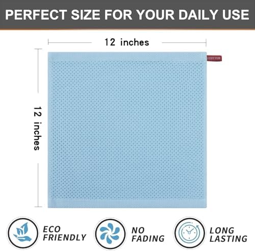 Kitinjoy 100% Cotton Waffle 12-Pack Kitchen Towels, Sky Blue - Image 5