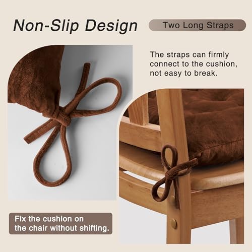 OVOV 2 Pack Chair Cushions for Dining Chairs 15.5"x15.5" Coffee - Image 3