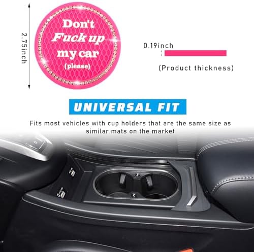 4 PCS Bling Car Cup Coaster, 2.75 Inch Anti-Slip Cup Holder Insert Coasters - Image 2