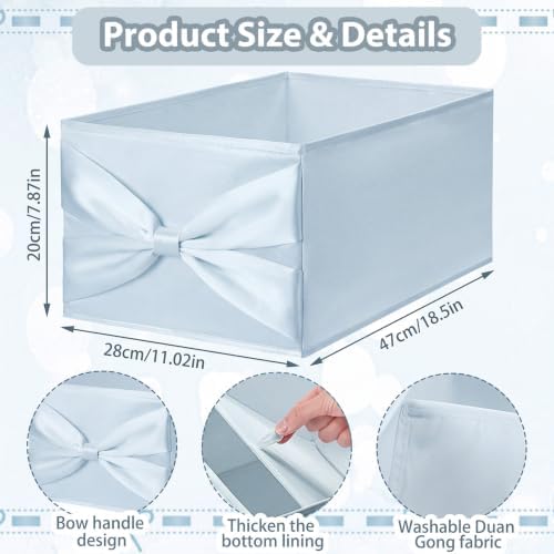 Gerrii 2 Pcs Blue Bow Storage Bins, 18.5" x 11" x 7.87" - Image 3