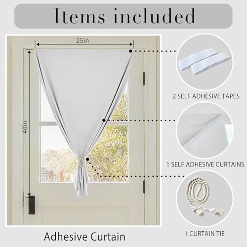 100% Blackout French Door Curtains, Room Darkening Shades Small Window Curtain - Image 6
