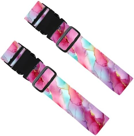 2PC, Marble Luggage Strap 1.97 x 70.87 inch Pink and Purple Marble Pattern by Cmialusie