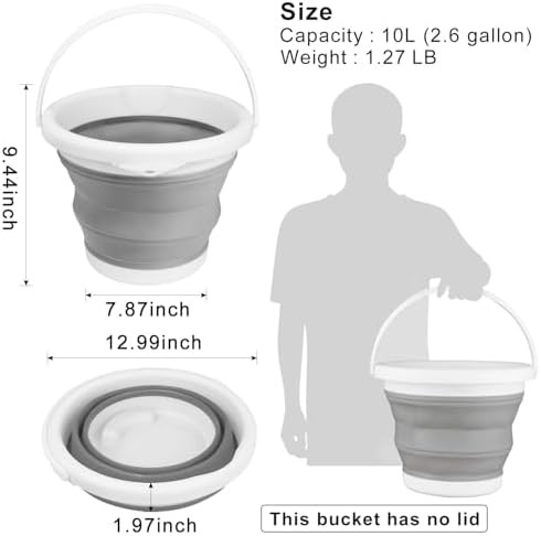 Collapsible Bucket with Handle 10L, Portable Mop Bucket - Image 2