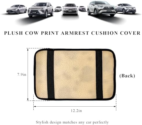 Cow Print Car Armrest Pad Cover, Cute Cow Print Anti-Slip Plush Arm Rest Box - Image 2