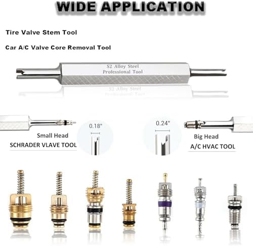 Tire Valve Stem Removal Tool Kit, R134A R12 A/C Schrader Valve Stem Core - Image 4