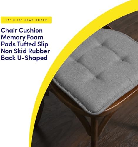 Sweet Home Collection Chair Cushion Memory Foam Pads Tufted Slip Non Skid - Image 3