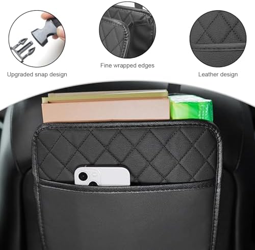 Car Back Seat Organizer, Foldable Leather Backseat Hanging Storage Bag - Image 3