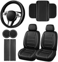 NBTEPEM 10 PCS Leather Car Seat Covers Front Seats Set, 14.5”-15'' Sporty by NBTEPEM