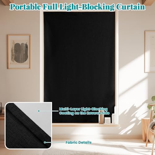 100% Blackout Curtains for Bedroom Stick On Curtain Window Shades Pull Down - Image 6