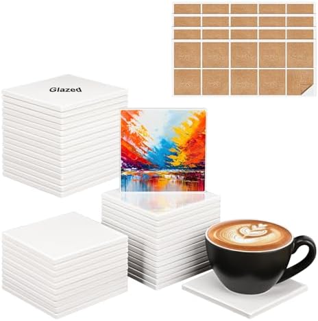 40 Pack 4 x 4 Inch Square Sublimation Ceramic Tiles by IHDYPPEW