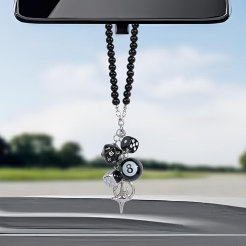 YGMONER 8 Ball Dice for Car Mirror, Y2K Aesthetic Lucky Charm Car Rear View - Image 2