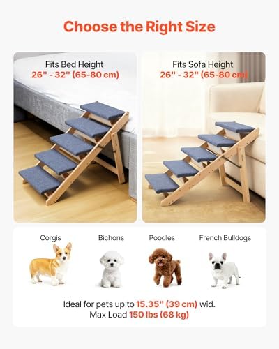 VEVOR Wood Pet Stairs, 5-Step Dog Stairs - Image 5