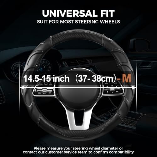 West Llama Carbon Fiber Leather Steering Wheel Cover - Image 2