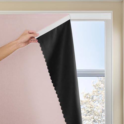 JILRON Adhesive Curtain 100% Blackout No-Drill Easy Install by JILRON